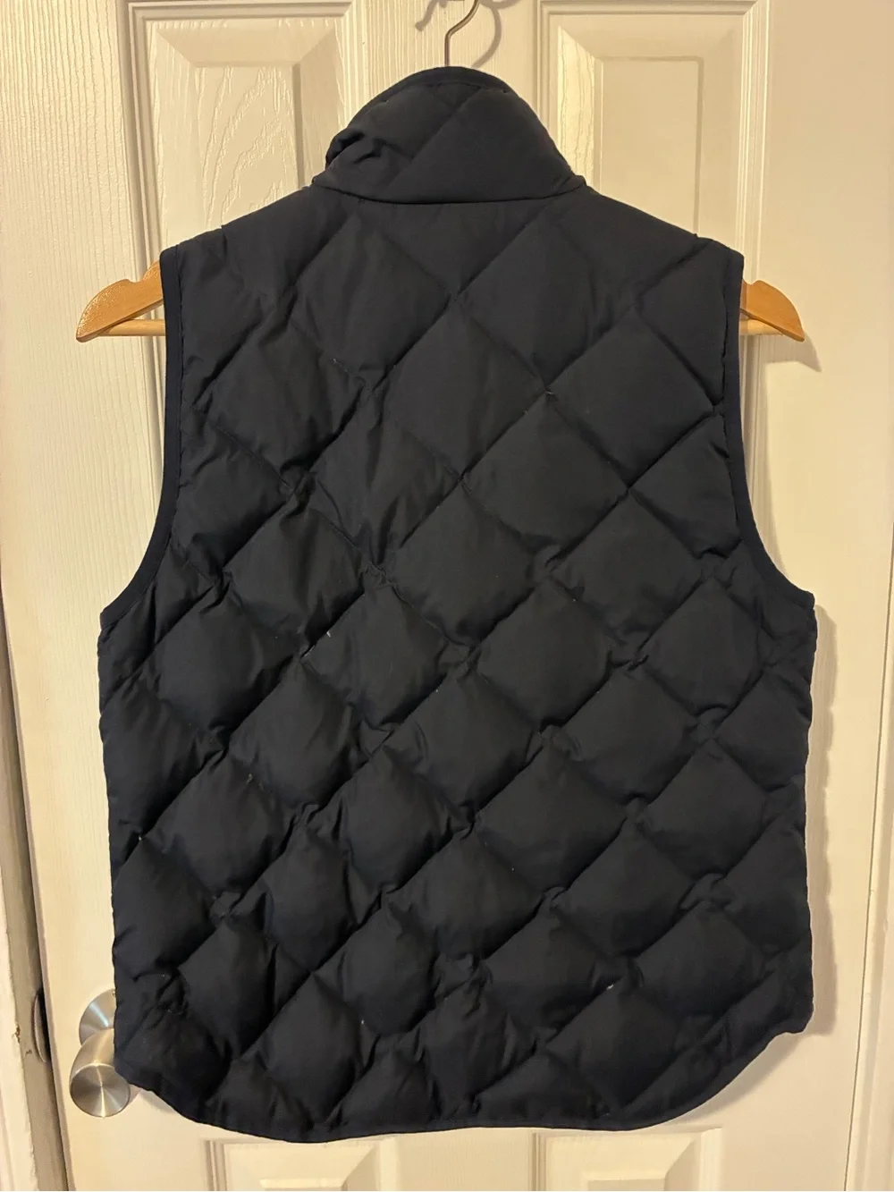 J. Crew Navy Quilted Down Puffer Jacket with Gold Zipper